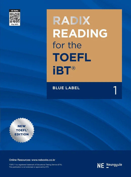 RADIX READING for the TOEFL iBT_Blue Label 1 (2021 개정) 2021 교재 표지