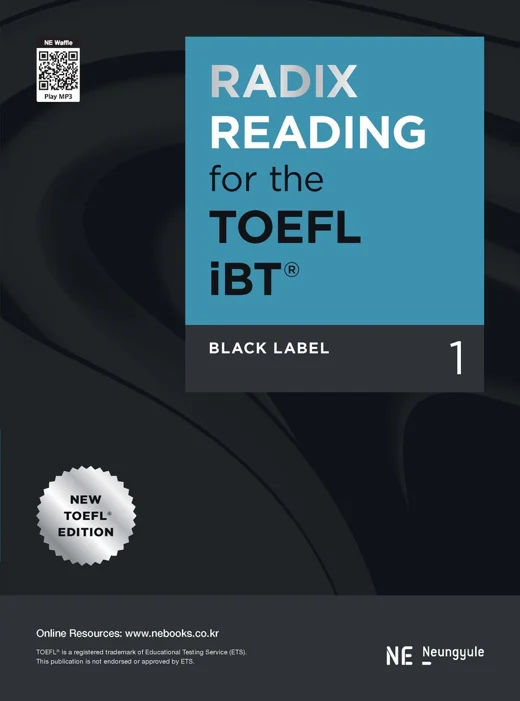 RADIX READING for the TOEFL iBT_Black Label 1 (2021 개정) 2021 교재 표지