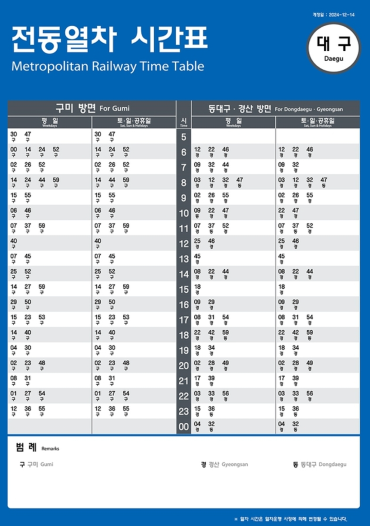 대구역-대경선-시간표