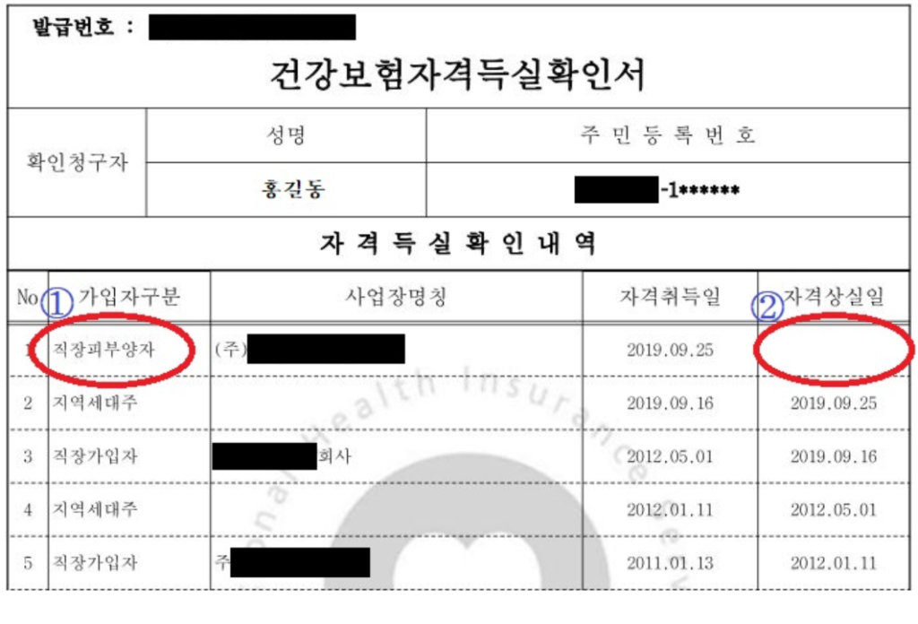 건강보험-자격득실확인서-발급예시