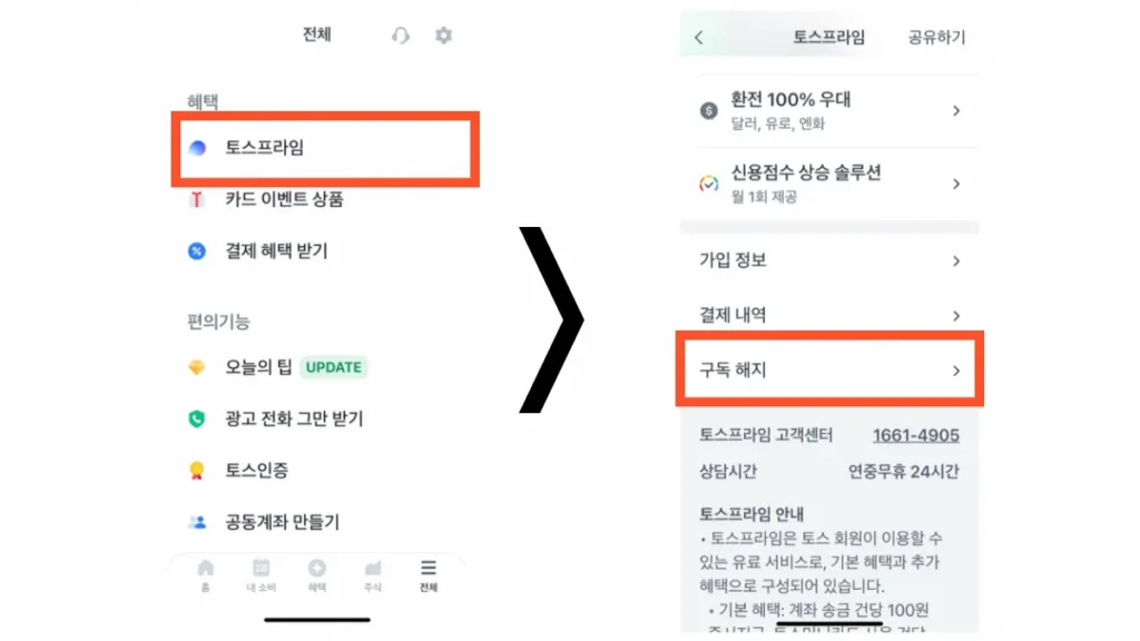 토스프라임-해지-방법-절차