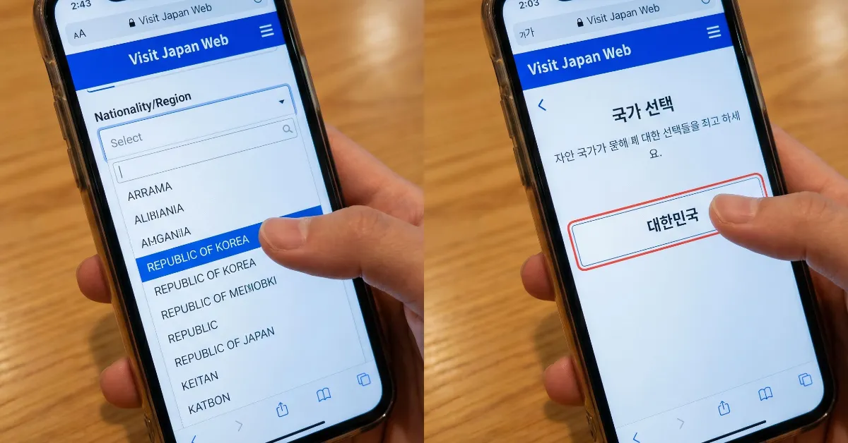 비짓재팬 국가명 등록 모달 화면