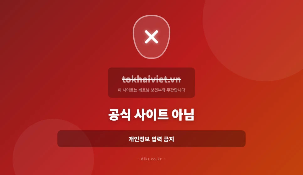 tokhaiviet.vn 피싱 사이트 경고 — 공식 사이트 아님