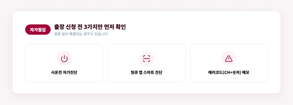 엘지 에어컨 AS 신청 전 자가점검 시운전 씽큐앱 스마트진단 에러코드