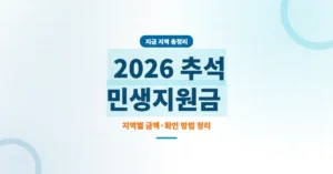 2026 추석 민생지원금 얼마? 지역 별 보조금 혜택 조회 하세요!