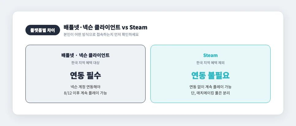 배틀넷·넥슨 클라이언트와 Steam 이용 방식 비교