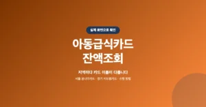 아동급식카드 잔액조회: 서울, 경기, 대구, 부산, 인천 등 확인