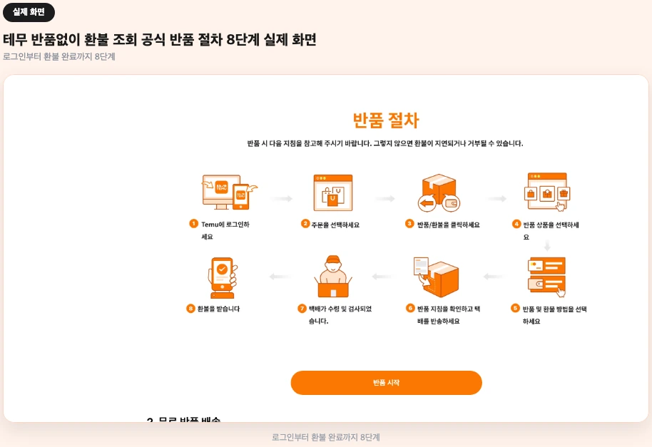 테무 반품없이 환불 조회 공식 반품 절차 8단계 실제 화면