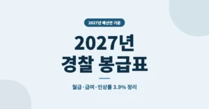 2027년 경찰 봉급표, 계급별 월급과 급여·인상률 3.9% 정리