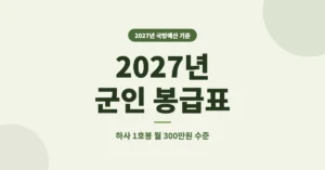2027년 군인 봉급표, 계급별 호봉 금액과 하사 월급여 300만원?